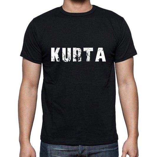 Kurta Mens Short Sleeve Round Neck T-Shirt 5 Letters Black Word 00006 - Casual