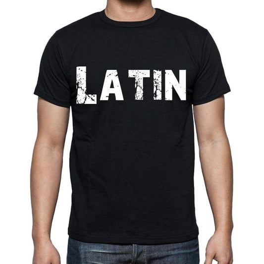 Latin Mens Short Sleeve Round Neck T-Shirt Black T-Shirt En