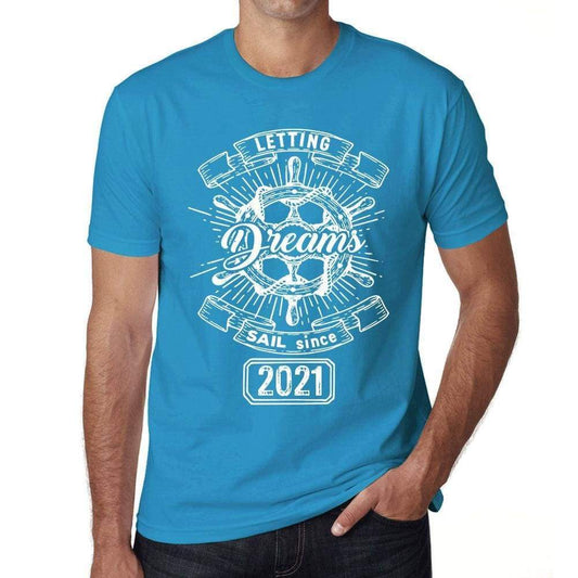 Letting Dreams Sail Since 2021 Mens T-Shirt Blue Birthday Gift 00404 - Blue / Xs - Casual