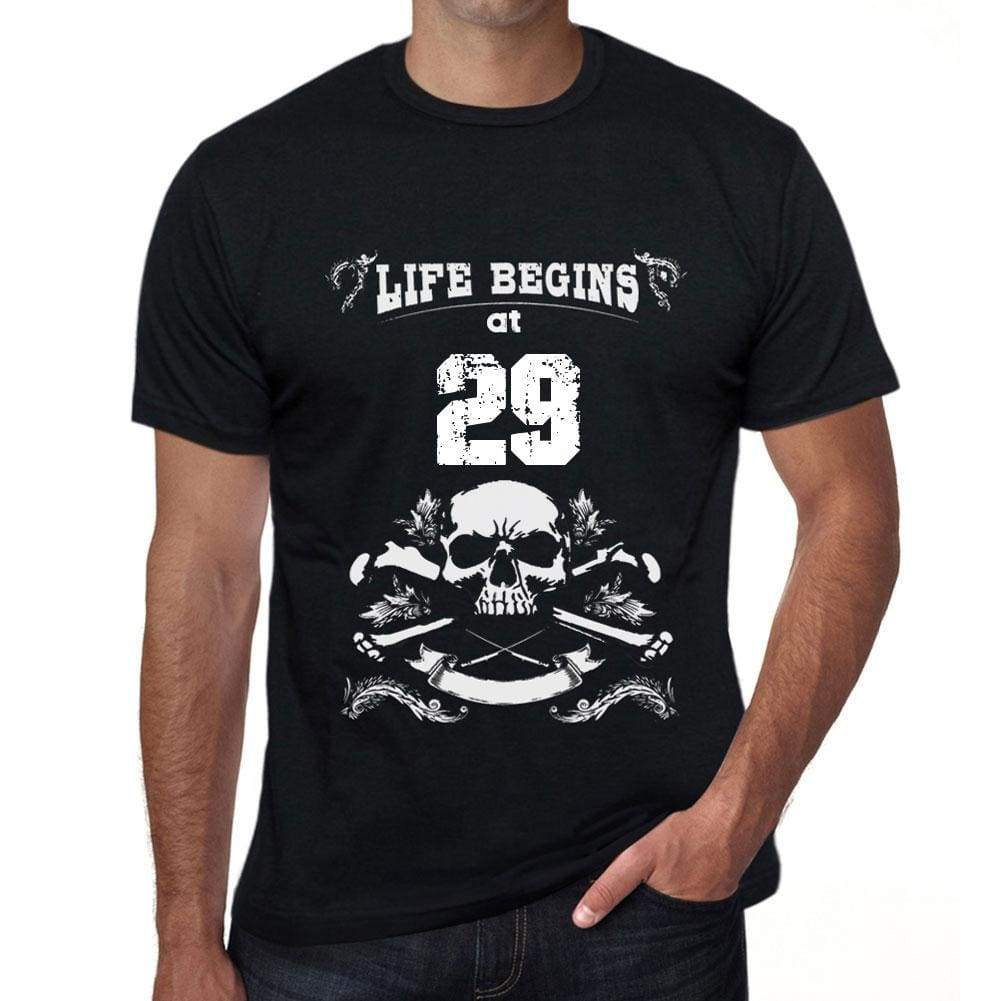 Life Begins At 29 Mens Black T-Shirt Birthday Gift 00449 - Black / Xs - Casual