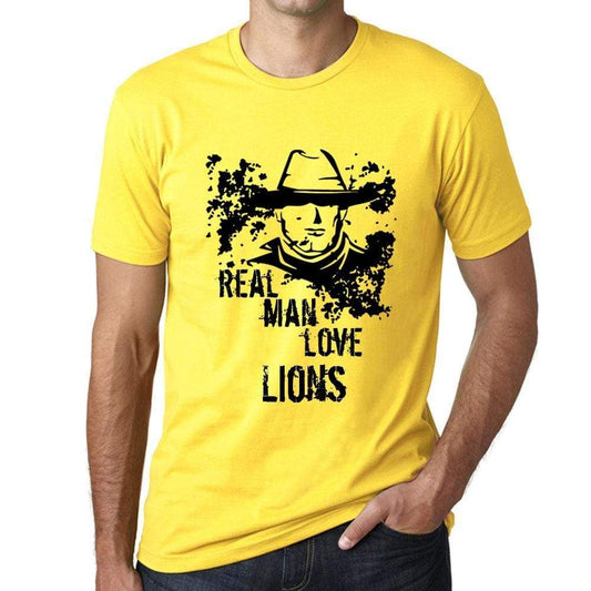 Lions Real Men Love Lions Mens T Shirt Yellow Birthday Gift 00542 - Yellow / Xs - Casual