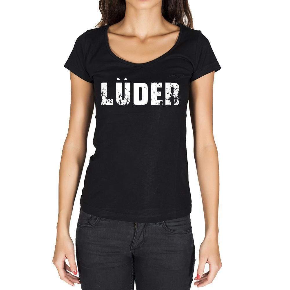 Lüder German Cities Black Womens Short Sleeve Round Neck T-Shirt 00002 - Casual
