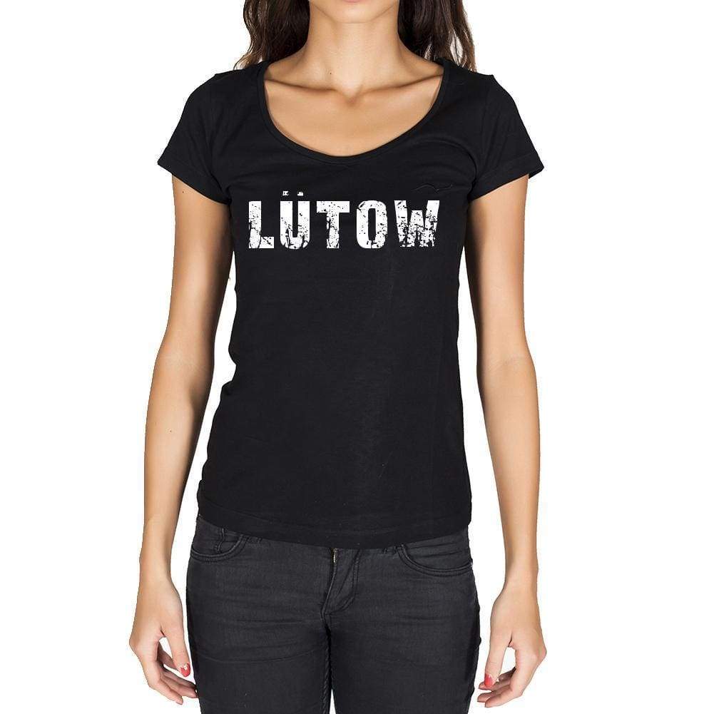 Lütow German Cities Black Womens Short Sleeve Round Neck T-Shirt 00002 - Casual