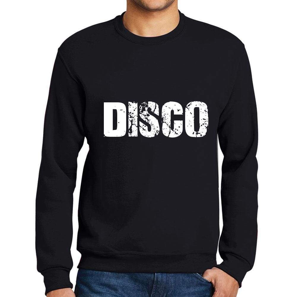 Mens Printed Graphic Sweatshirt Popular Words Disco Deep Black - Deep Black / Small / Cotton - Sweatshirts