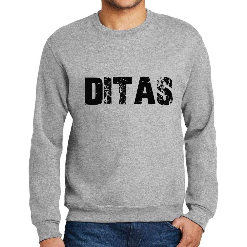 Mens Printed Graphic Sweatshirt Popular Words Ditas Grey Marl - Grey Marl / Small / Cotton - Sweatshirts