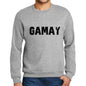 Mens Printed Graphic Sweatshirt Popular Words Gamay Grey Marl - Grey Marl / Small / Cotton - Sweatshirts