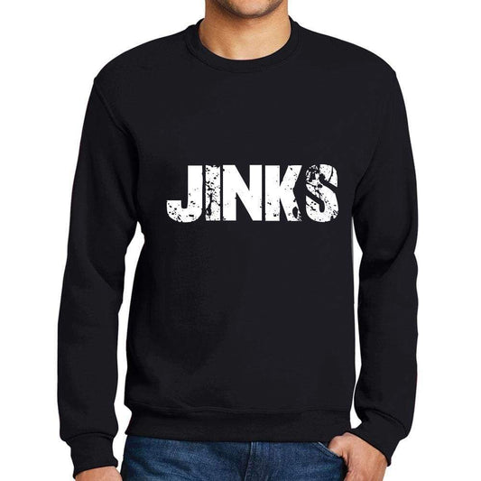 Mens Printed Graphic Sweatshirt Popular Words Jinks Deep Black - Deep Black / Small / Cotton - Sweatshirts