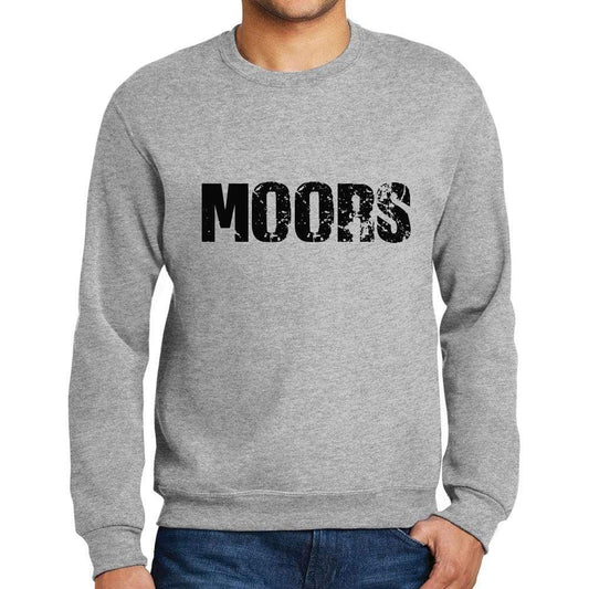 Mens Printed Graphic Sweatshirt Popular Words Moors Grey Marl - Grey Marl / Small / Cotton - Sweatshirts