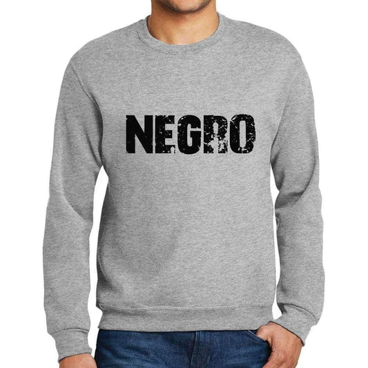 Mens Printed Graphic Sweatshirt Popular Words Negro Grey Marl - Grey Marl / Small / Cotton - Sweatshirts