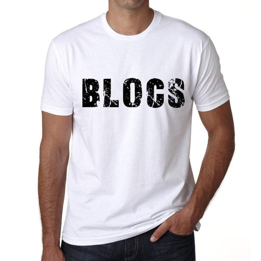 Mens Tee Shirt Vintage T Shirt Blocs X-Small White 00561 - White / Xs - Casual