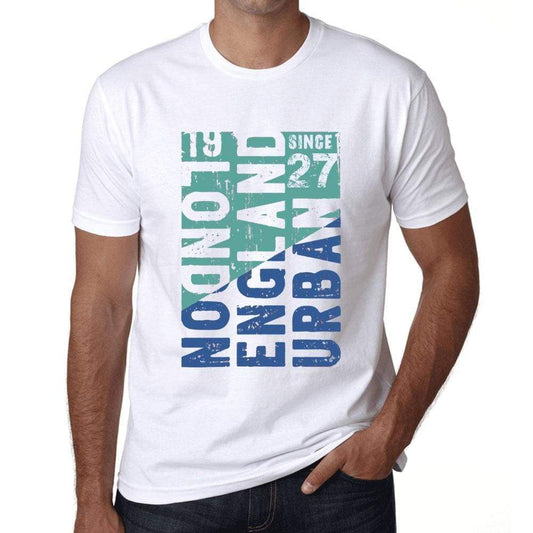 Mens Vintage Tee Shirt Graphic T Shirt London Since 27 White - White / Xs / Cotton - T-Shirt