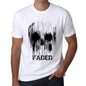 Mens Vintage Tee Shirt Graphic T Shirt Skull Faded White - White / Xs / Cotton - T-Shirt