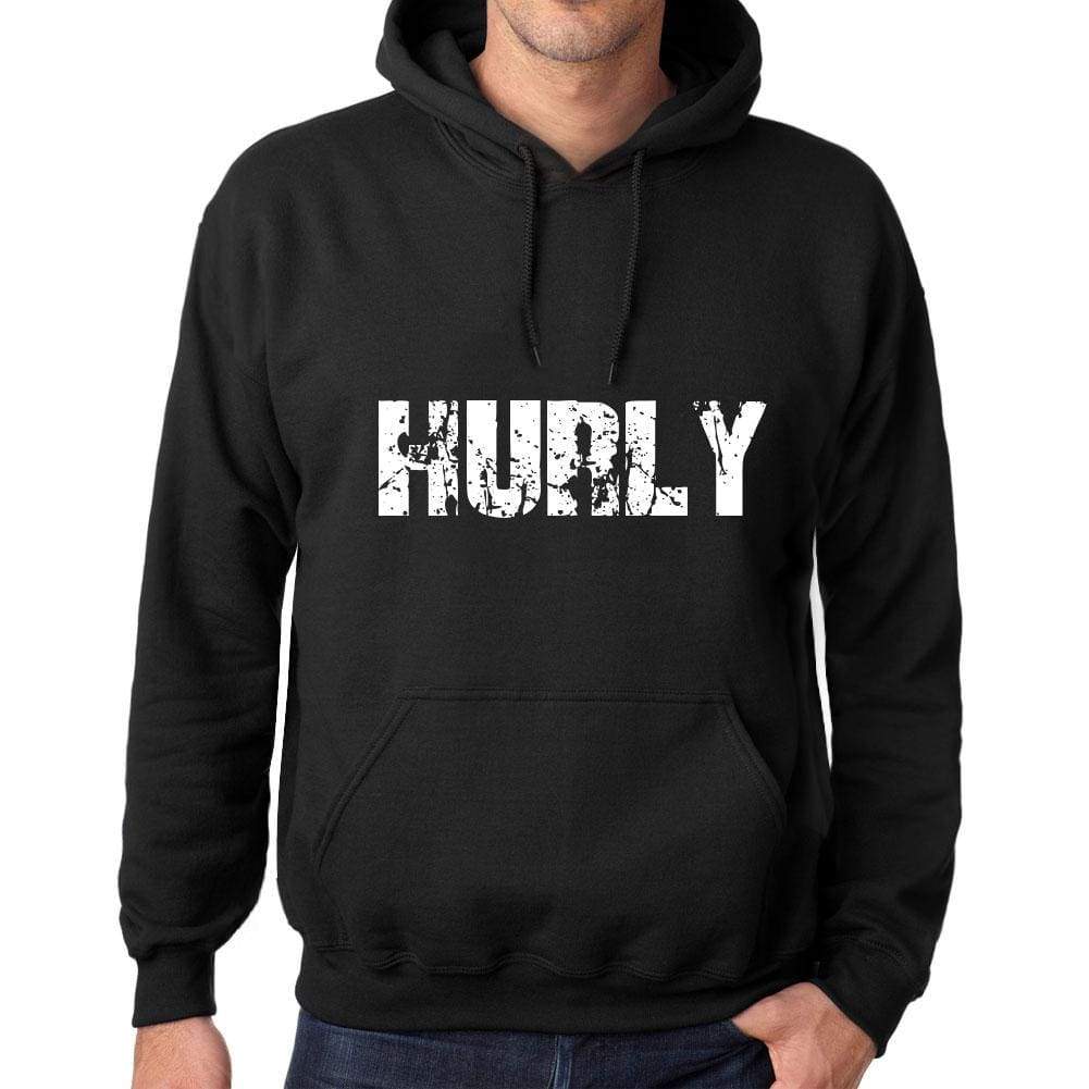 Mens Womens Unisex Printed Graphic Cotton Hoodie Soft Heavyweight Hooded Sweatshirt Pullover Popular Words Hurly Deep Black - Black / Xs /