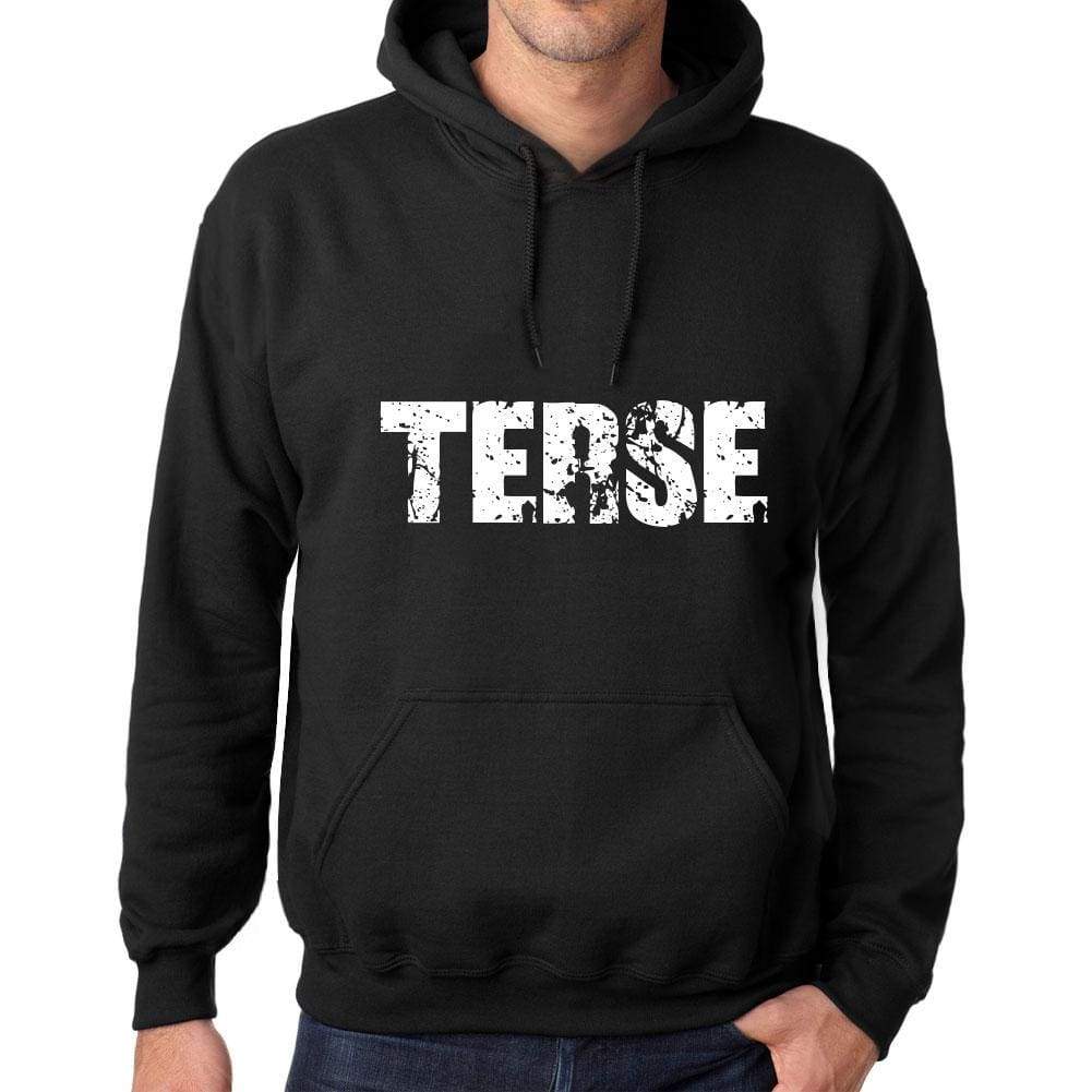 Mens Womens Unisex Printed Graphic Cotton Hoodie Soft Heavyweight Hooded Sweatshirt Pullover Popular Words Terse Deep Black - Black / Xs /