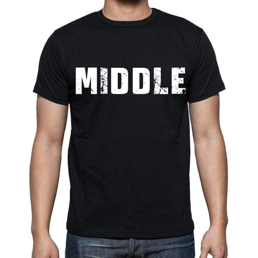 Middle Mens Short Sleeve Round Neck T-Shirt Black T-Shirt En