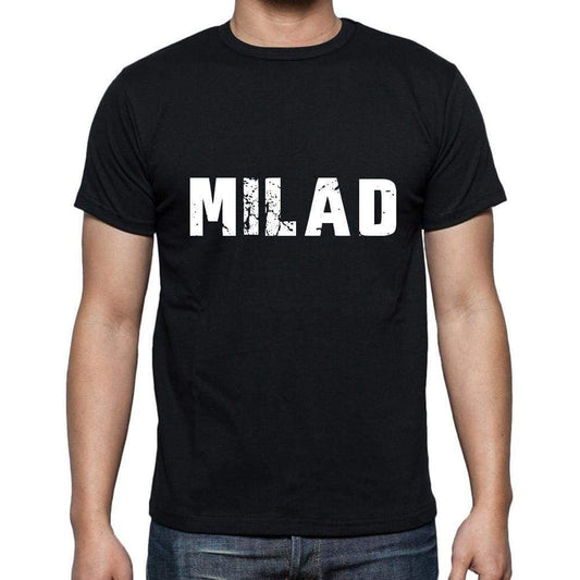 Milad Mens Short Sleeve Round Neck T-Shirt 5 Letters Black Word 00006 - Casual