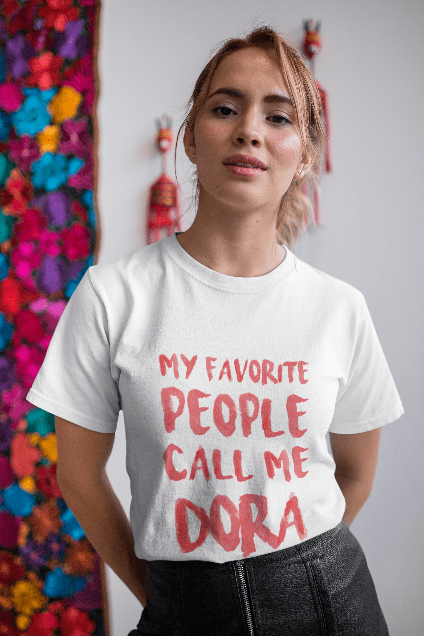 My favorite people call me Dora , White, Women's Short Sleeve Round Neck T-shirt, gift t-shirt 00364