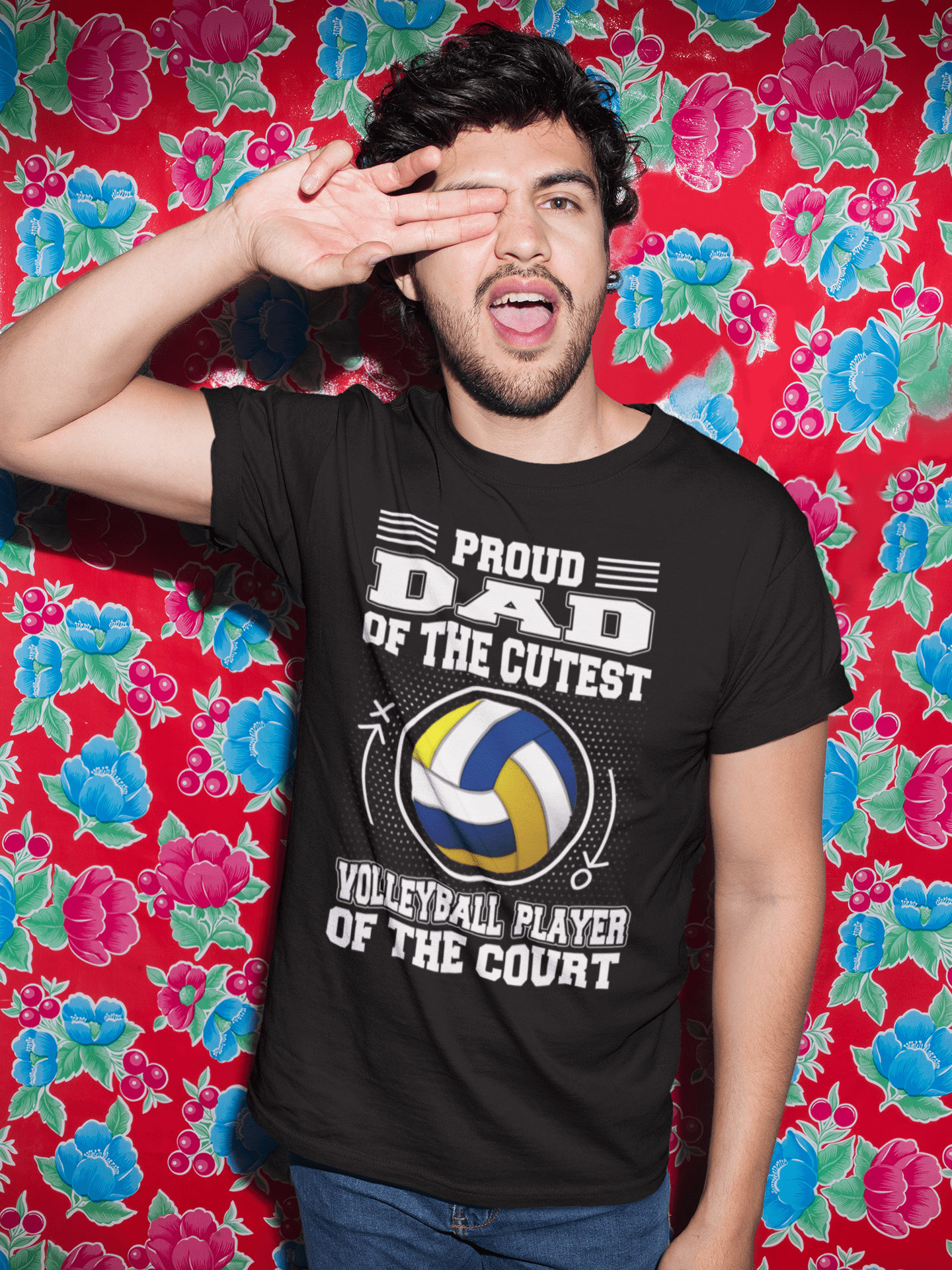 ULTRABASIC Men's T-Shirt Proud Dad Of the Cutest Volleyball Player of The Court