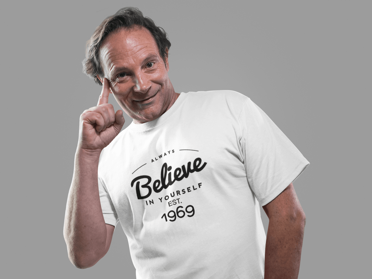 1969, Always Believe, white, Men's Short Sleeve Round Neck T-shirt 00327