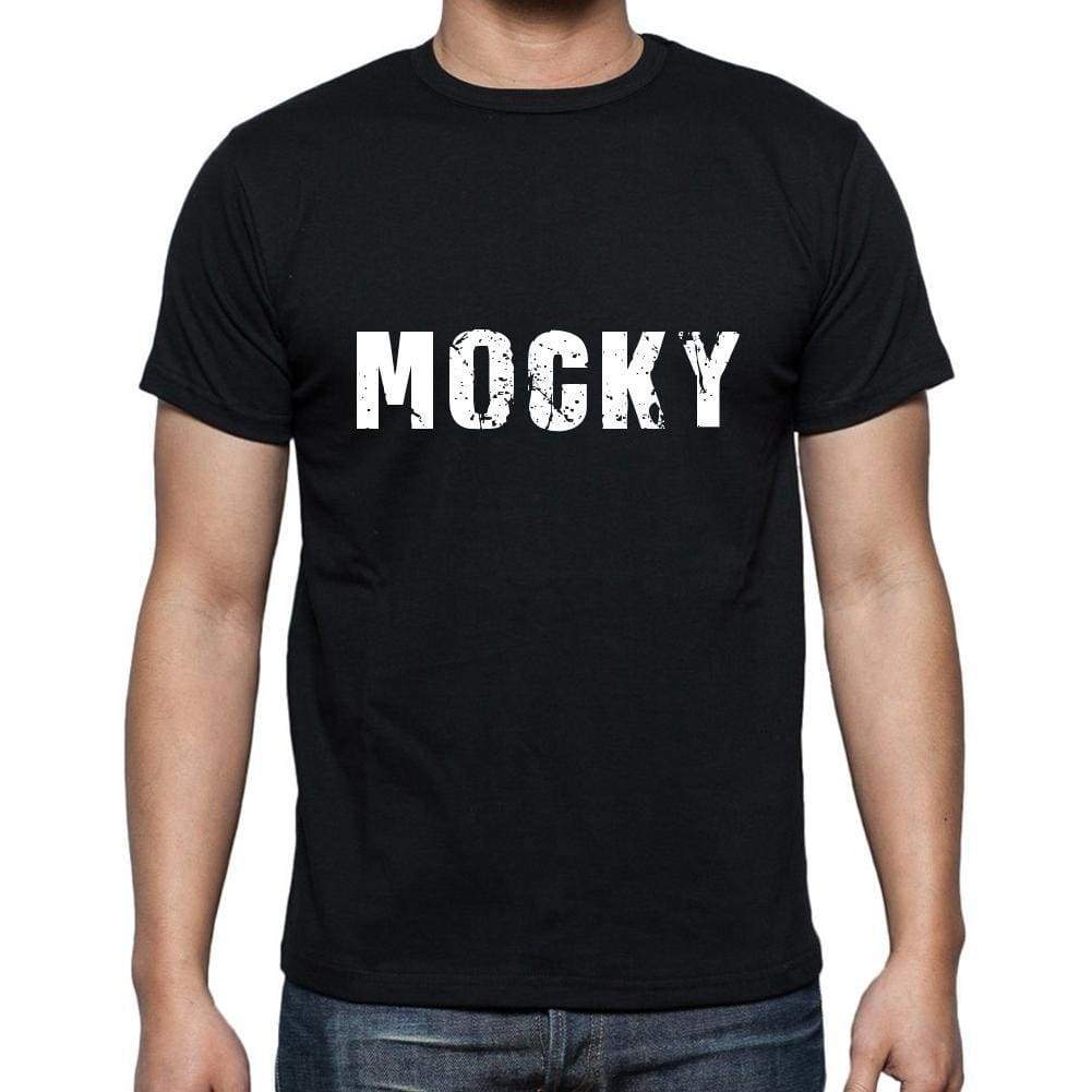 Mocky Mens Short Sleeve Round Neck T-Shirt 5 Letters Black Word 00006 - Casual