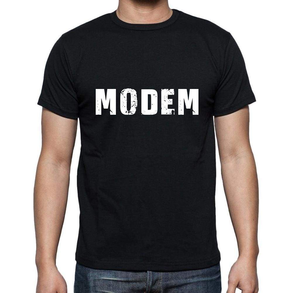 Modem Mens Short Sleeve Round Neck T-Shirt 5 Letters Black Word 00006 - Casual