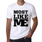 Most Like Me White Mens Short Sleeve Round Neck T-Shirt 00051 - White / S - Casual