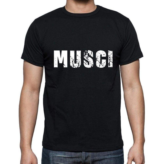 Musci Mens Short Sleeve Round Neck T-Shirt 5 Letters Black Word 00006 - Casual
