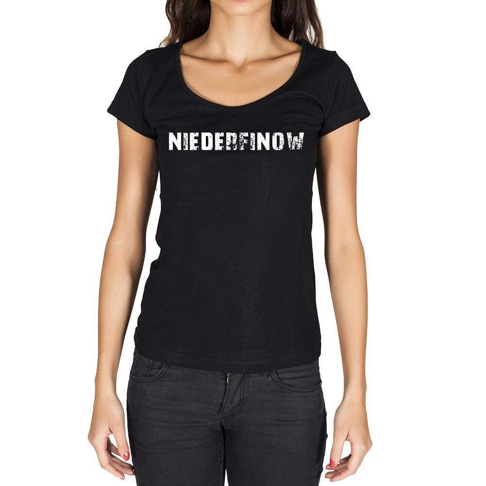 Niederfinow German Cities Black Womens Short Sleeve Round Neck T-Shirt 00002 - Casual