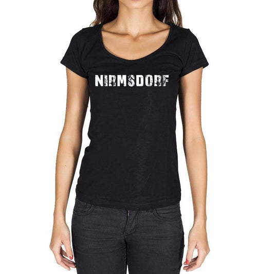 Nirmsdorf German Cities Black Womens Short Sleeve Round Neck T-Shirt 00002 - Casual
