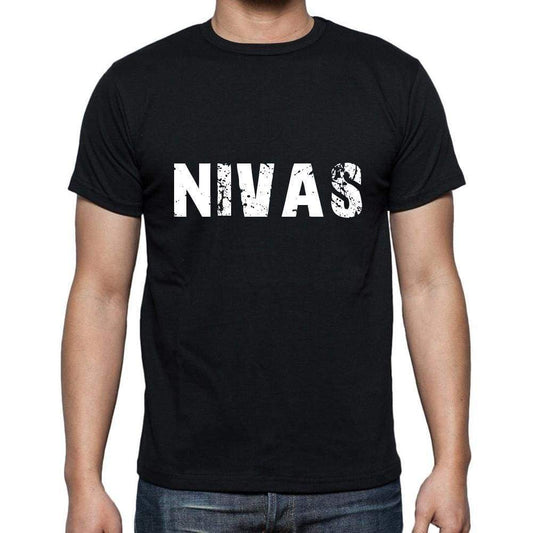 Nivas Mens Short Sleeve Round Neck T-Shirt 5 Letters Black Word 00006 - Casual