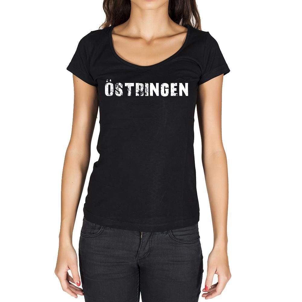 Östringen German Cities Black Womens Short Sleeve Round Neck T-Shirt 00002 - Casual