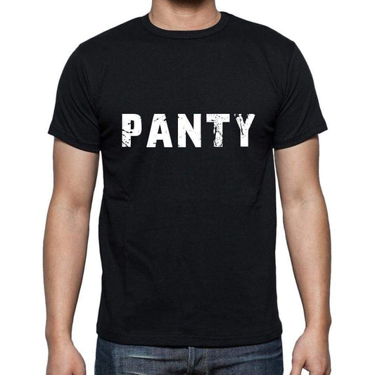 Panty Mens Short Sleeve Round Neck T-Shirt 5 Letters Black Word 00006 - Casual
