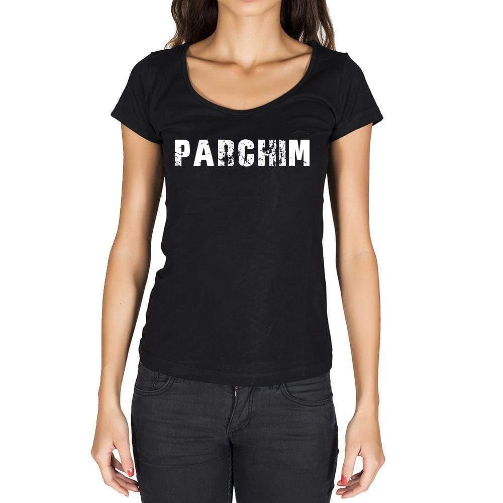 Parchim German Cities Black Womens Short Sleeve Round Neck T-Shirt 00002 - Casual
