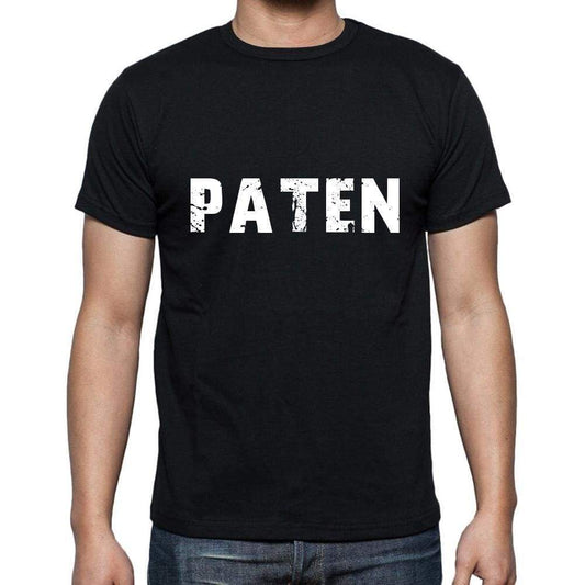 Paten Mens Short Sleeve Round Neck T-Shirt 5 Letters Black Word 00006 - Casual