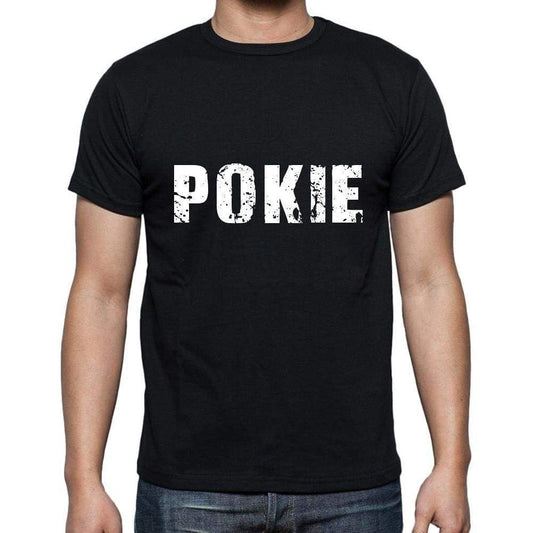 Pokie Mens Short Sleeve Round Neck T-Shirt 5 Letters Black Word 00006 - Casual