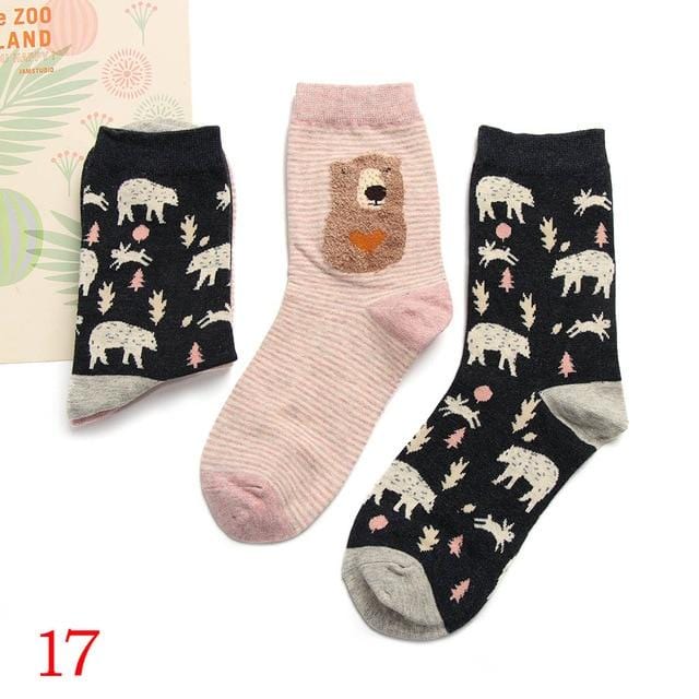 2Pair 2020 Spring Autumn Cute Socks Women Xmas Gift Box Cotton Socks Cartoon Print Creative Fashion Short Happy Socks For Girls