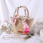 Natural Basket Handmade Straw bag Woven Handbags Sea Grass Beach Bag Top Handle Bag Wedding Gift Small Size