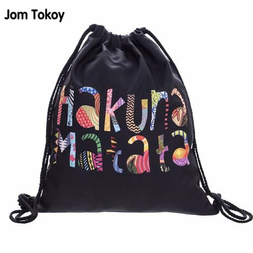 Hakuna matata Women geometric Backpack 3D printing travel softback women mochila drawstring bag mens backpacks