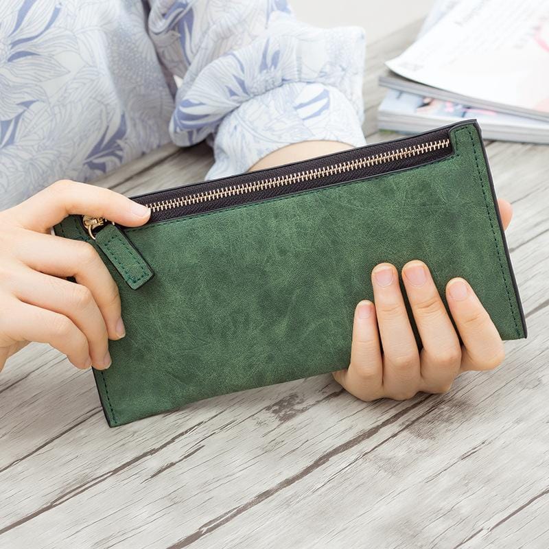 2019 Designer Zipper Women Leather Slim Long Wallet Female Purse Clutch Thin Wristlet Phone Coin Credit Card Holder Solid