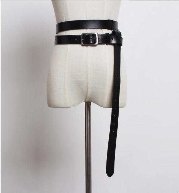 European and American fashion genuine leather belt personality waist wide black belt Tie-in shirt waist belt straps