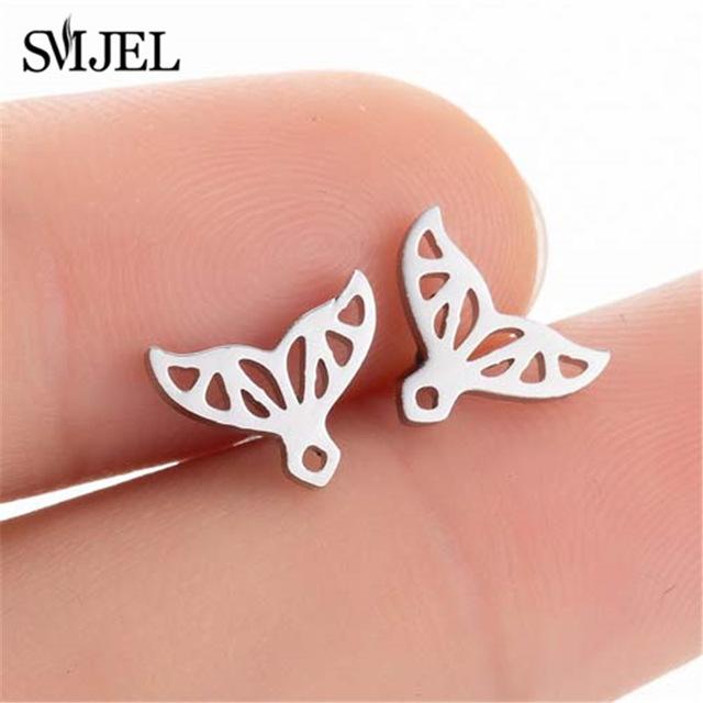 SMJEL Stainless Steel Mickey Stud Earrings for Women Girls Minimalist Fox Cat Hedgehog Earings Jewelry Animal Accessories Gifts