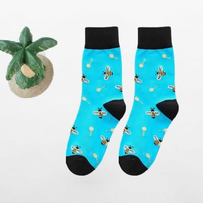 Women Happy Funny Socks With Print Art Cute Warm Winter Socks With Avocado Sushi Food Cotton Fashion Harajuku Unisex Sock 1 Pair