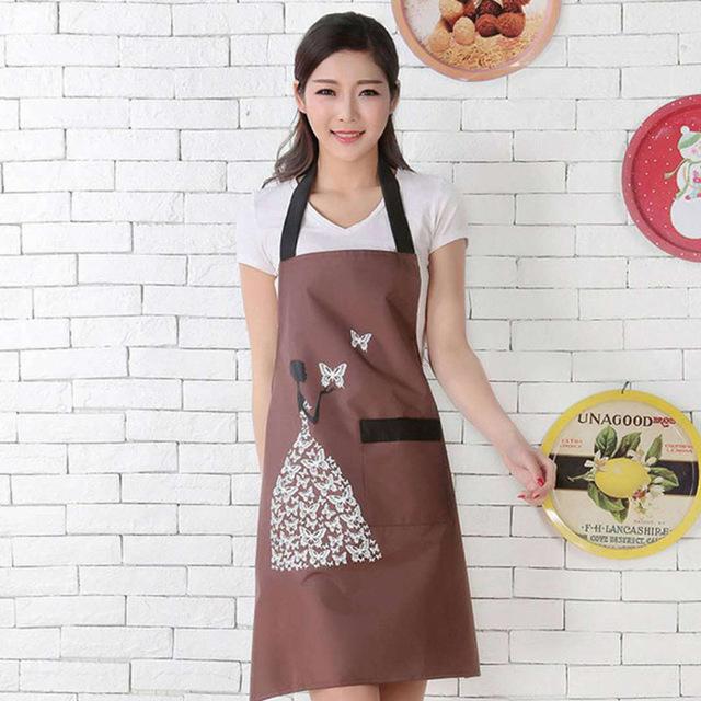 1Pcs Striped Waterproof Polyester Apron Woman Adult Bibs Home Cooking Baking Coffee Shop Cleaning Aprons Kitchen Accessory 46212