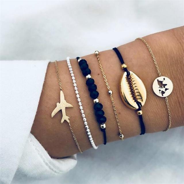 Boho Charm Bracelets & Bangles Set For Women Vintage Beaded Bracelet Fashion Multilayer Pulseras Accessories Mujer 2019 Bijoux