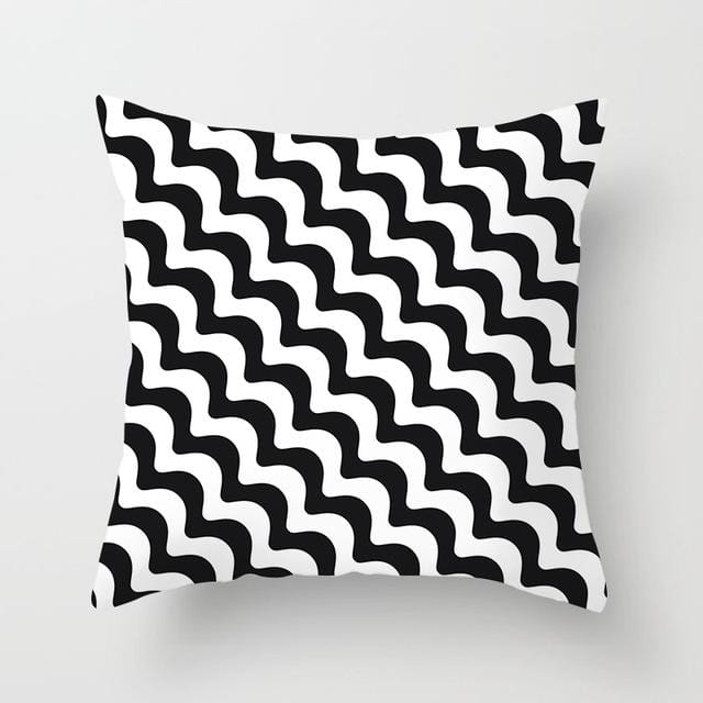 Buy 5 Get 1 Free Black and White Geometric Abstract Decorative Pillowcases Polyester Throw Pillow Case Geometric Pillowcase