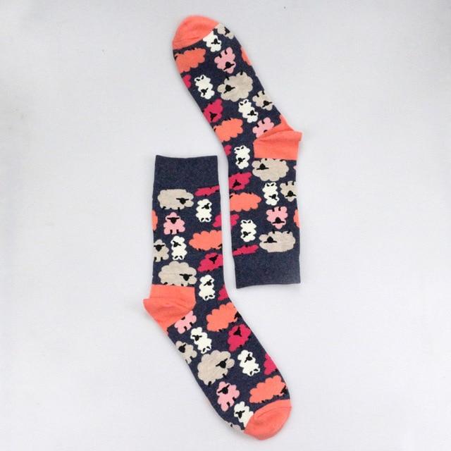 Women Personality Couples Socks Funny Happy Socks Cotton Men Socks Female Soks Egg Rabbit Feather Sheep Leaves Socks