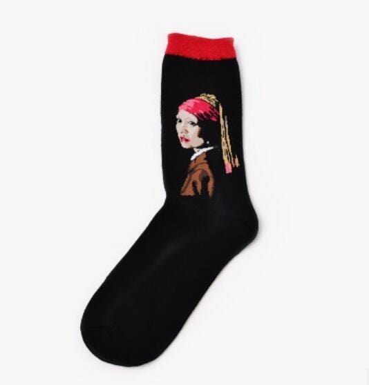 Autumn Winter NEW 3D Retro Personality Art Socks Unisex Women Men Funny Novelty Starry Night Vintage Socks Oil Happy Socks HOT