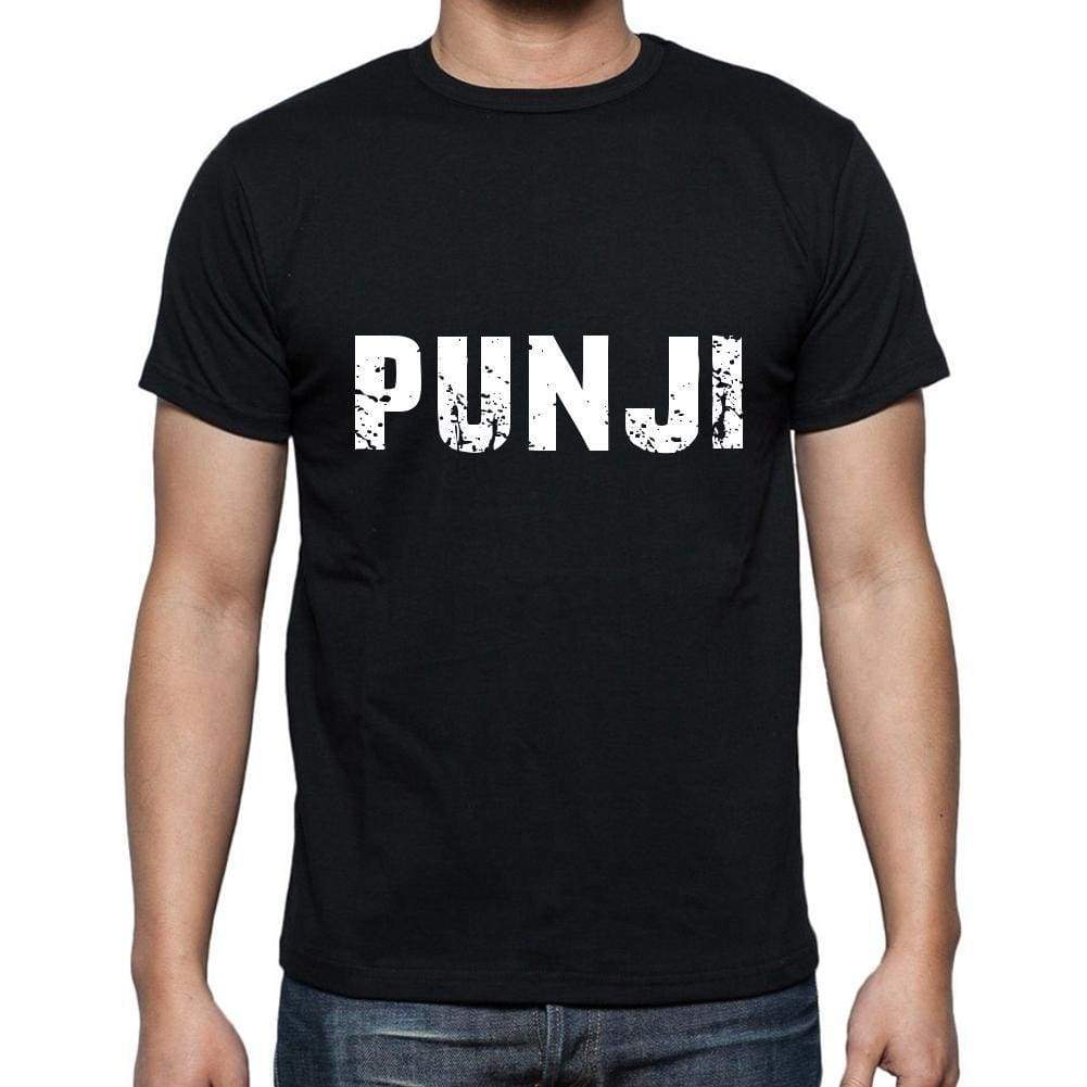 Punji Mens Short Sleeve Round Neck T-Shirt 5 Letters Black Word 00006 - Casual