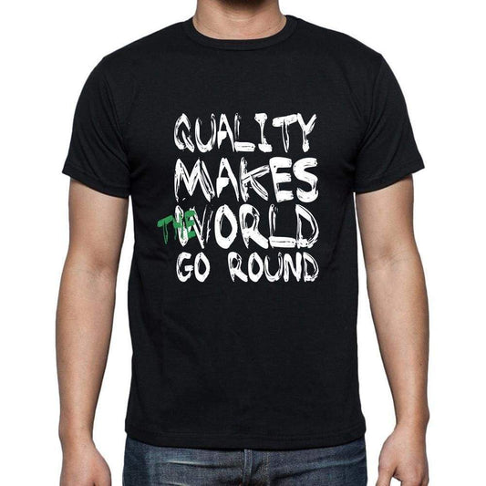 Quality World Goes Round Mens Short Sleeve Round Neck T-Shirt 00082 - Black / S - Casual