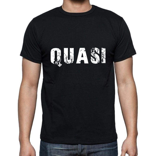 Quasi Mens Short Sleeve Round Neck T-Shirt 5 Letters Black Word 00006 - Casual